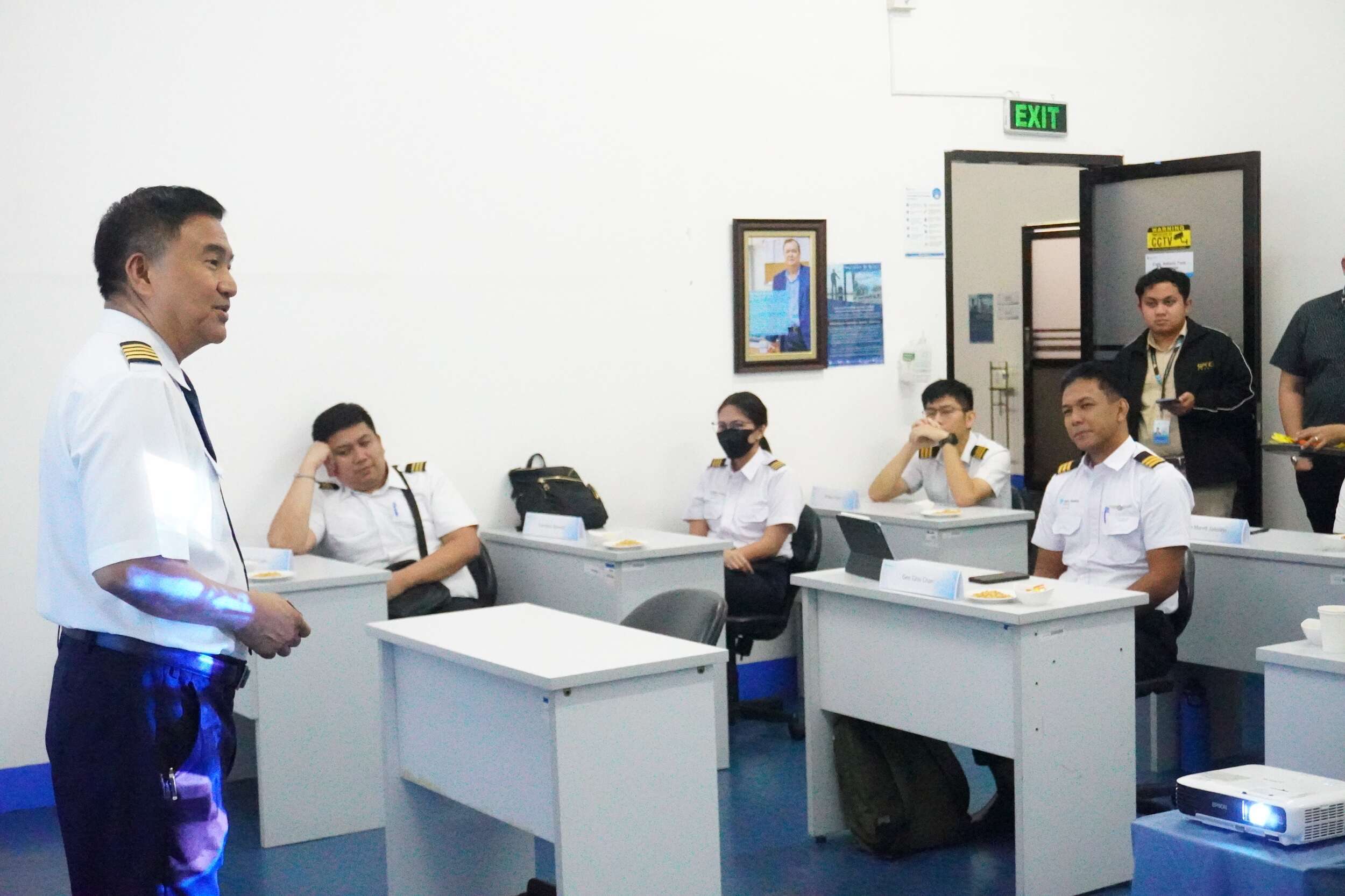 pilot trainees in a classroom