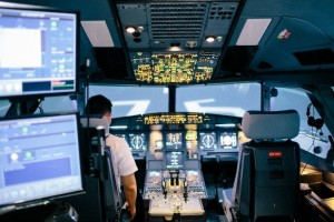 The A320 Simulator replicating the landing procedure of an Airbus A320. 