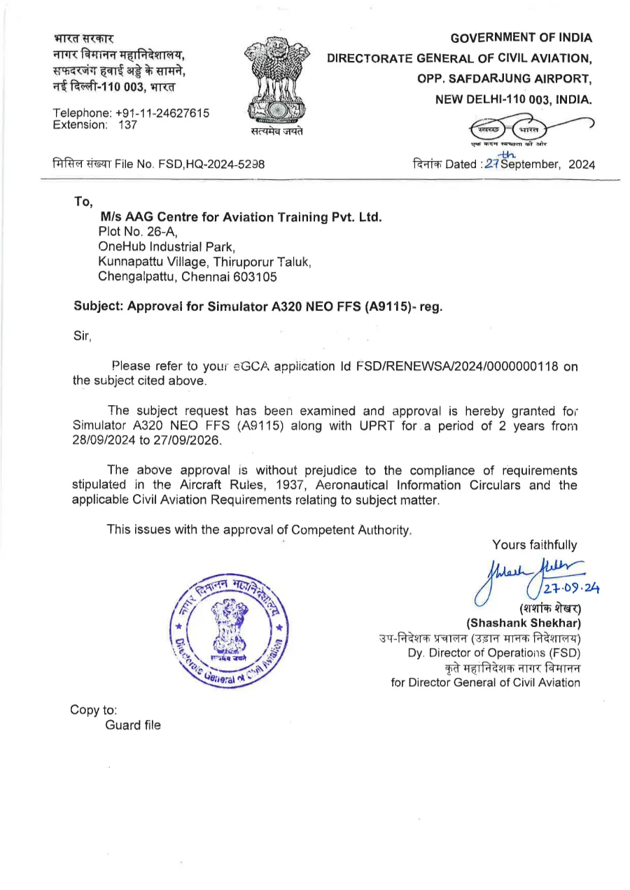 ACAT FFS A9115 APPROVAL VALID TILL 27-09-2026